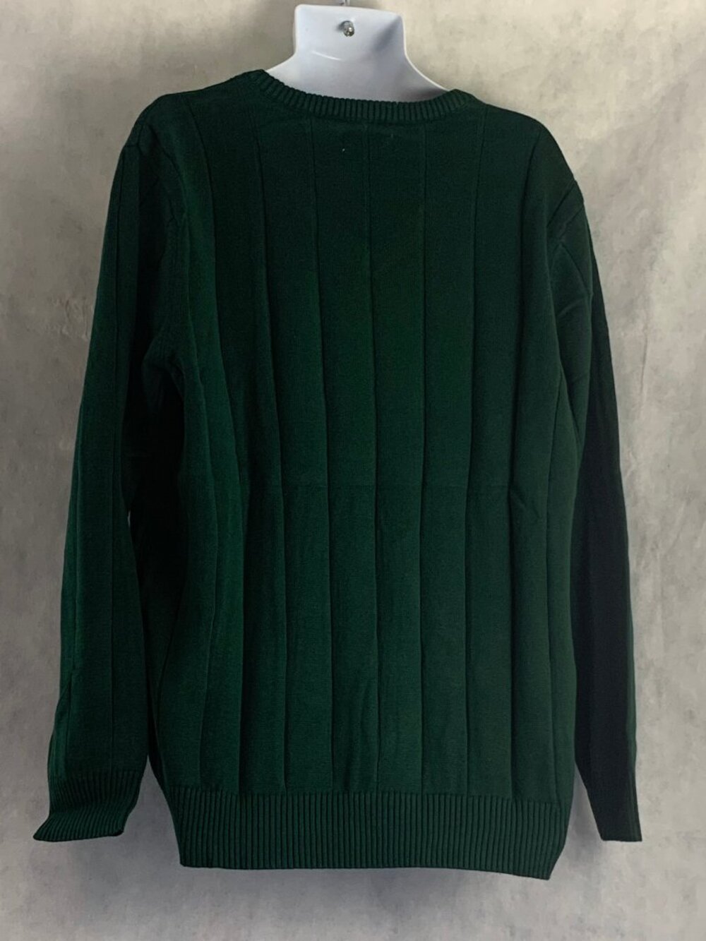 Club Room Men's Drop-Needle V-Neck Cotton Pullover Sweater, Pine Green, XXL - Picture 2 of 5